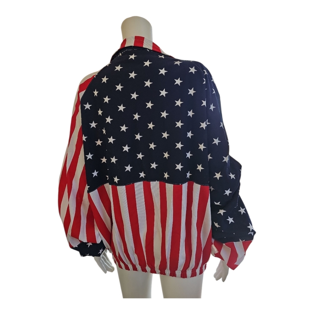 Vintage Pro Fitness USA Flag Zip-Up Pullover Patriotic Stars & Stripes Jacket XL - Picture 3 of 12